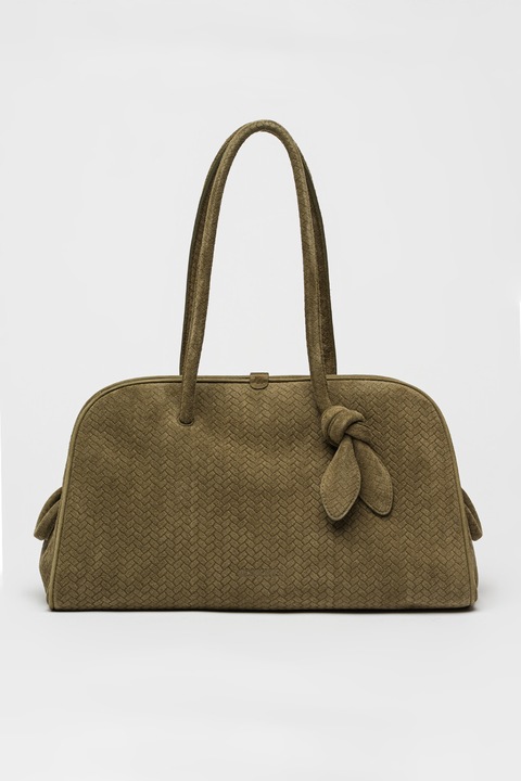 JACQUEMUS, Geanta bowling din piele intoarsa Turismo, Verde stins