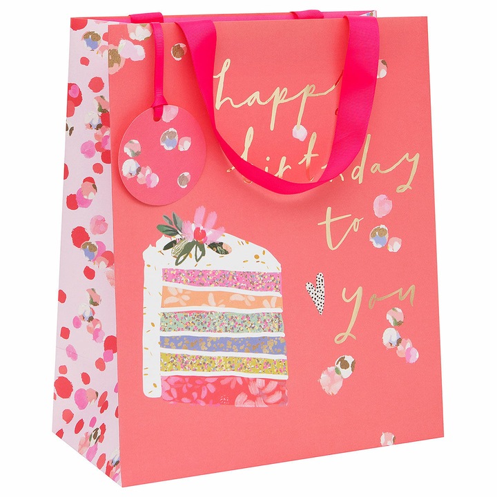 Punga cadou - Rainbow Cake - Mediu, Cu model, 31.5 x 26 cm