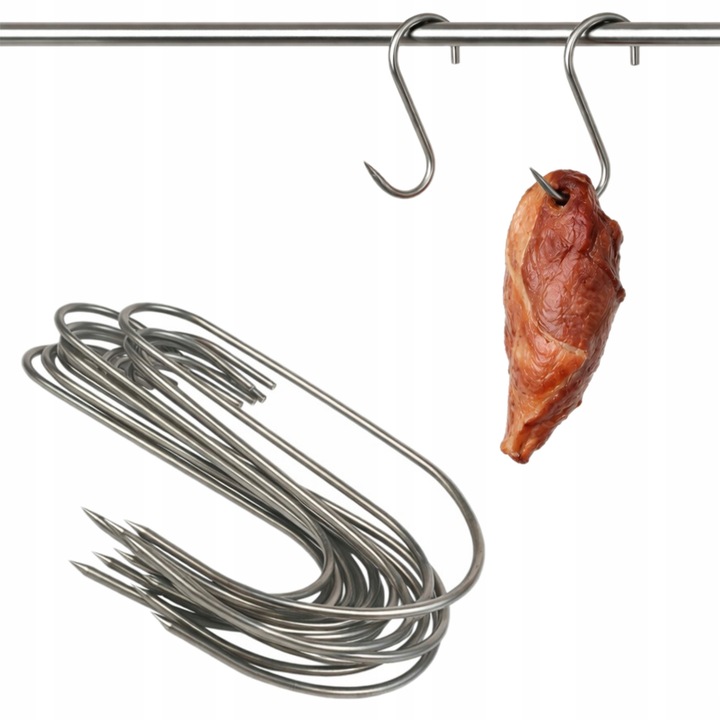 Carlige afumatoare inox 14 cm 3 mm set 15 buc carlige pentru afumare carne peste