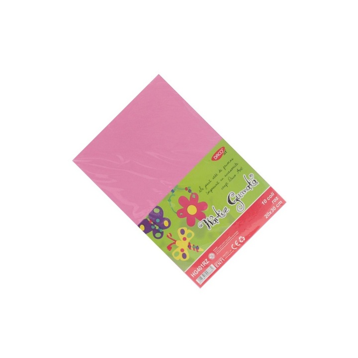 Hartie gumata, 10 coli, Roz, 20 x 30 cm DACO sku11