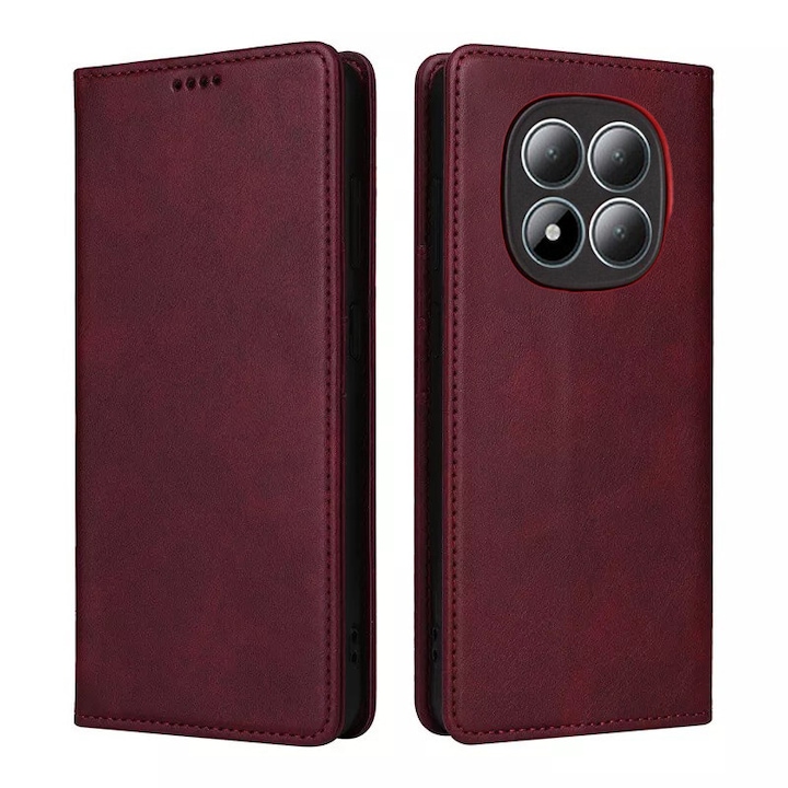 Husa pentru Xiaomi Redmi Note 15 Pro 5G Daden® Flip Leather Deluxe, Antisoc, Inchidere magnetica, Buzunar card, Calitate Premium, Visiniu