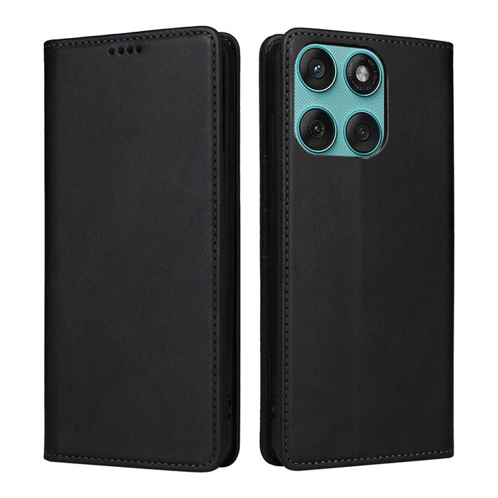 Husa pentru Motorola Edge 60 Fusion Daden® Flip Leather Deluxe, Antisoc, Inchidere magnetica, Buzunar card, Calitate Premium, Negru