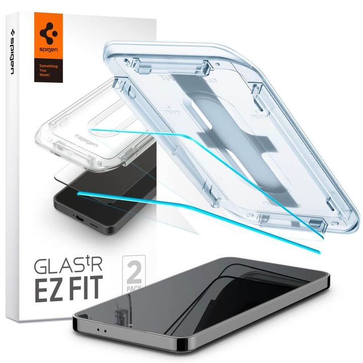 Üvegfólia Samsung S23-hoz, Spigen EZ Fit Glass 2db, Átlátszó