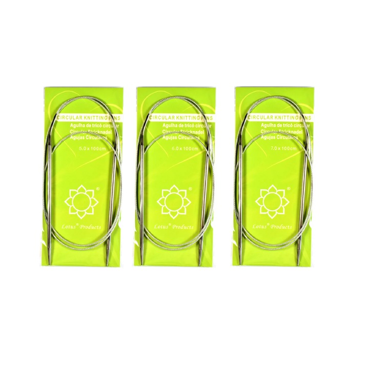 Set 3 andrele circulare, marime 5mm-7mm, fir metalic siliconat, lungime 100 cm
