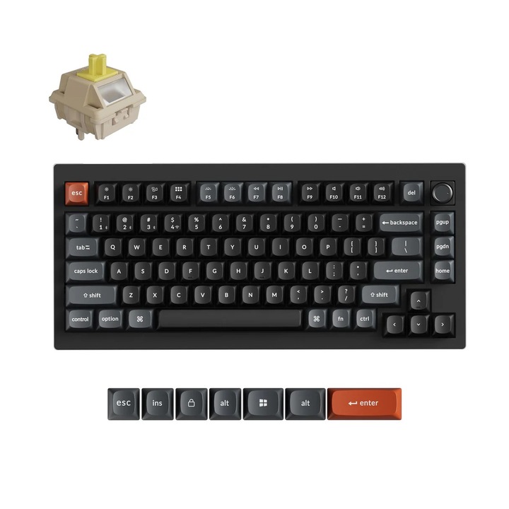 Клавиатура Безжична механичка клавиатура Keychron V1 Ultra 8K - Silk POM Switch Banana V1U-D4