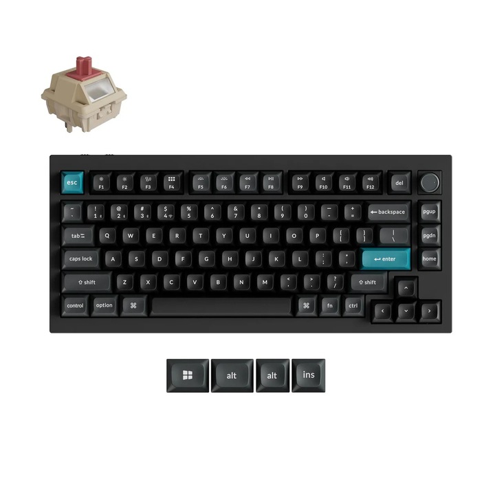 Клавиатура Безжична механичка клавиатура Keychron Q1 Ultra 8K Black - Silk POM Switch Red Q1U-M1