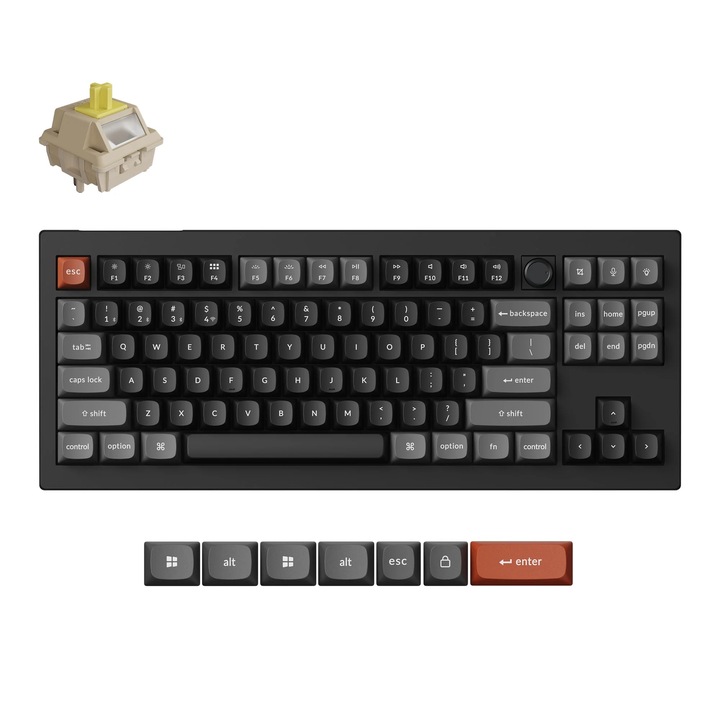 Безжична механична клавиатура Keychron V3 Ultra 8K, черна, Silk POM, Banana, V3U-D4