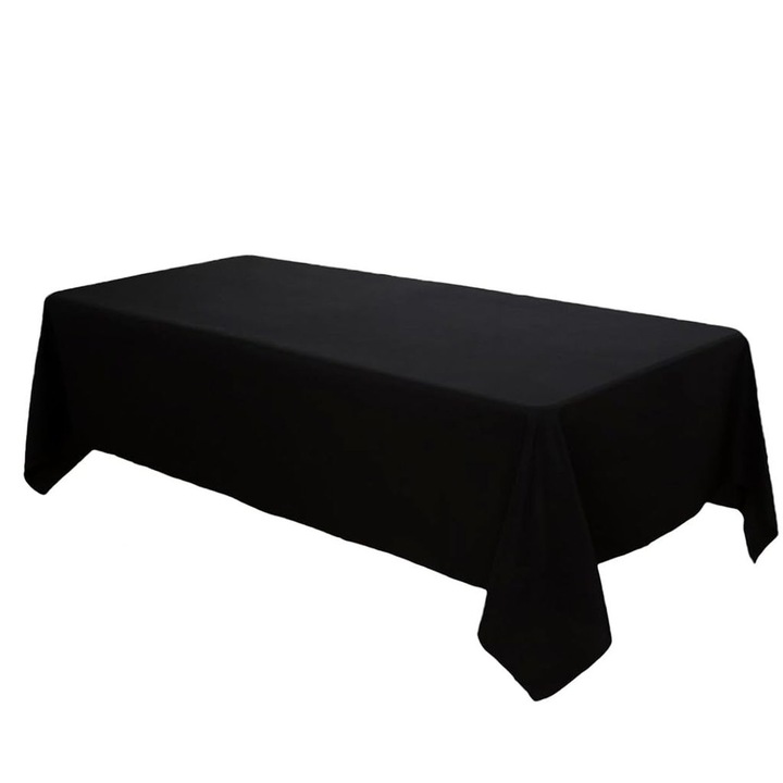 Téglalap alakú asztalterítő, bársony, fekete, 200x150cm, hőálló, mosható