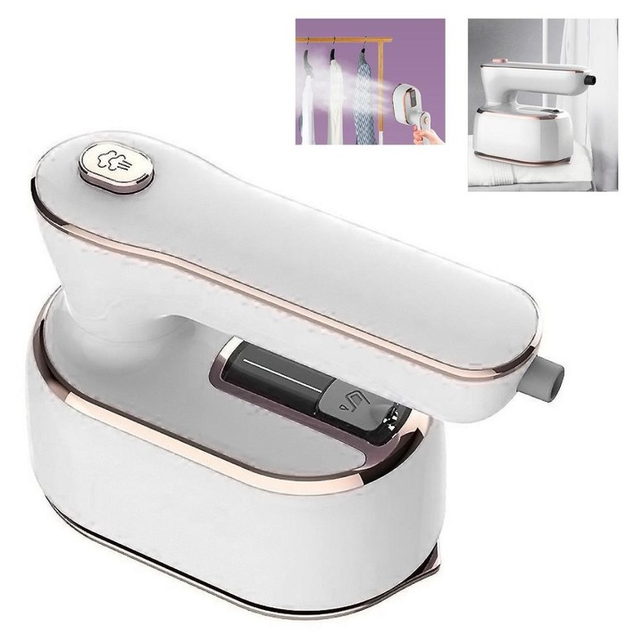Fier de calcat cu abur portabil 1000W, varf de precizie, abur 16g/min, ergonomic, pliabil