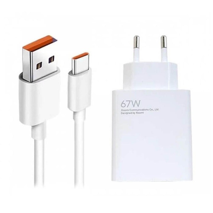 Eredeti Töltő Kábellel, Xiaomi 67W Charging USB-A, Fehér (Bulk)