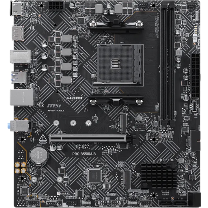 MSI PRO B550M-B alaplap, Socket AM4, DDR4, Fekete