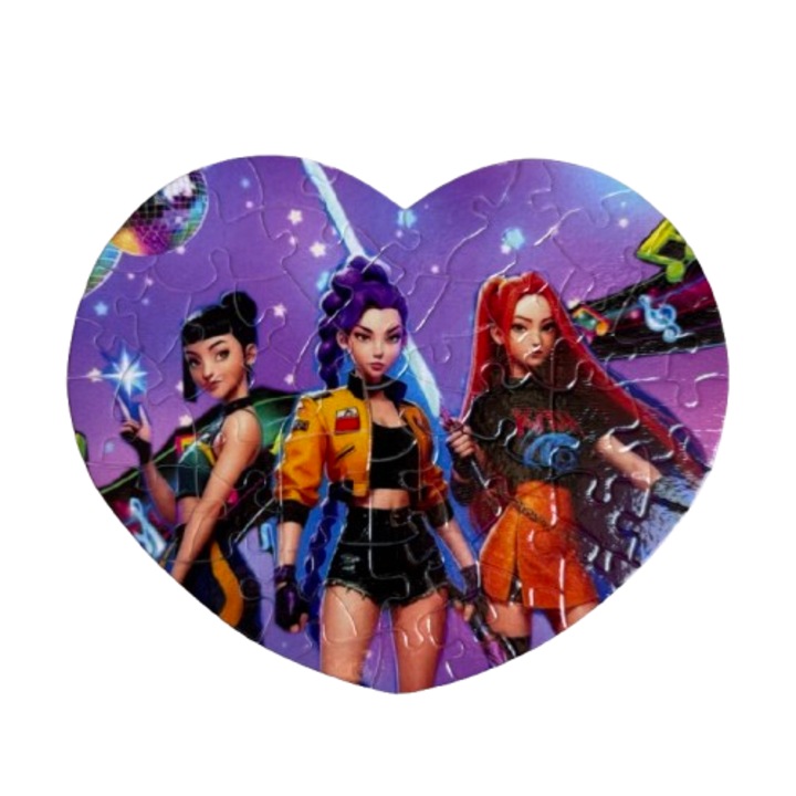 Пъзел K-Pop Demon Hunters, Формат сърце, 21см x 26см