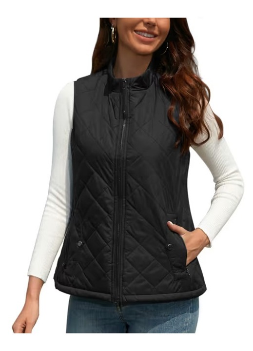 Vesta Neagra usoara, captusita, respirabila, cu buzunare laterale inclinate, S