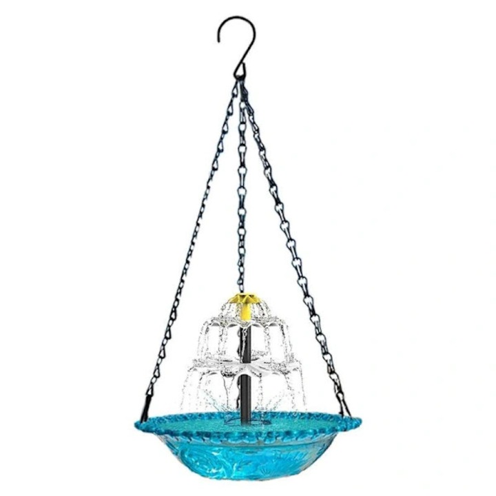 Fantana solara suspendata pentru pasari, albastru, 23.5x45cm