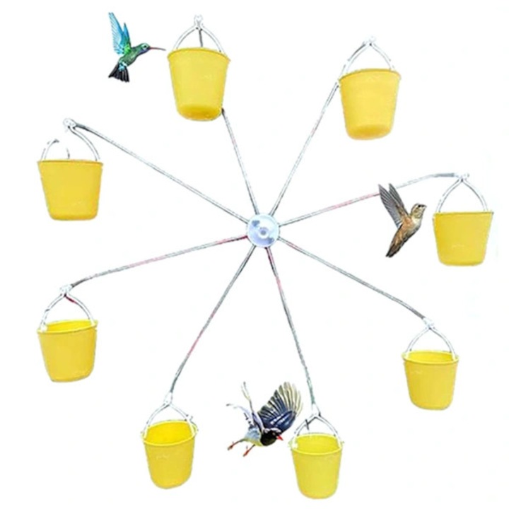 Madáretető, óriáskerék forma, 8 rekeszes, nagy kapacitású, vas, 60cm átmérő