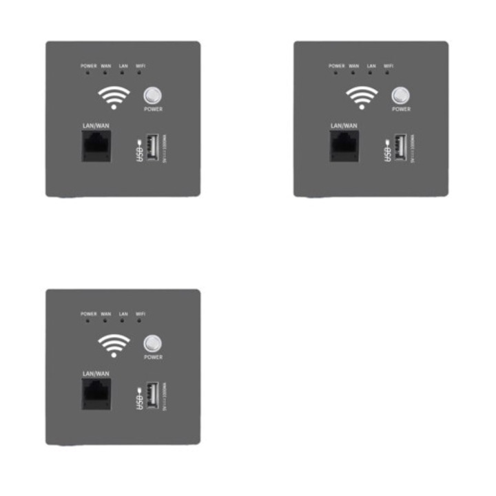 Router wireless 3x300Mbps 2.4GHz, panou incorporat, alb, 10x10x4cm