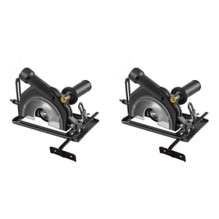 Set 2 bucati, Suport conversie pentru polizor unghiular 100-125 mm, cu colector de praf si sac, adancime reglabila 0-40 mm, unghi reglabil 0-45°, negru