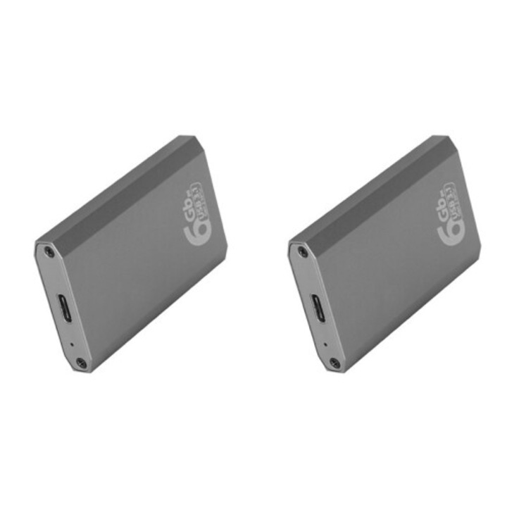 Carcasa адаптер mSATA към USB 3.1 Gen2 тип C, алуминий, 2 бр., 500MB/s, 6Gbps