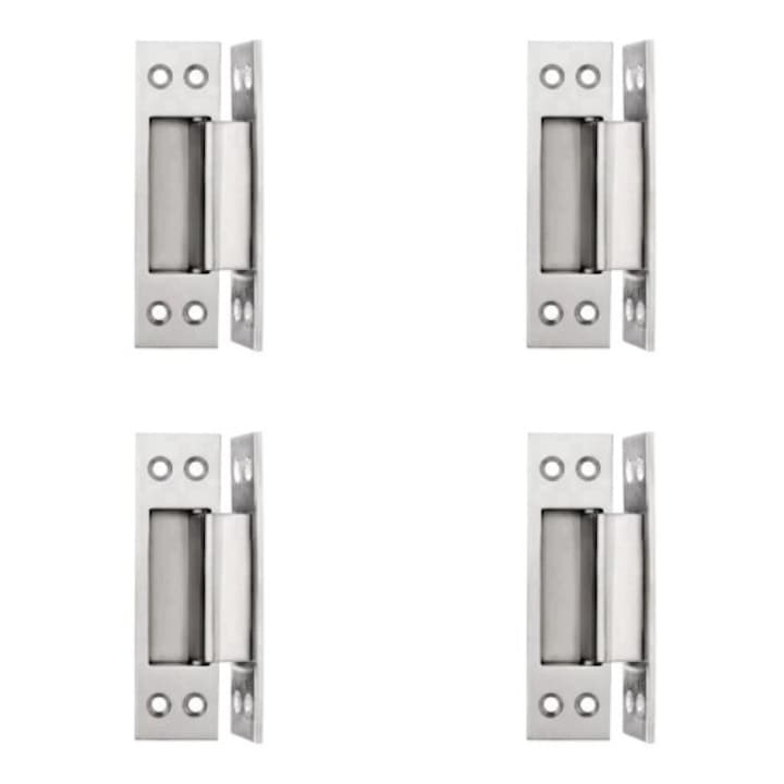 Set 4 balamale ascunse usa, otel inoxidabil, argintiu, 10x4cm