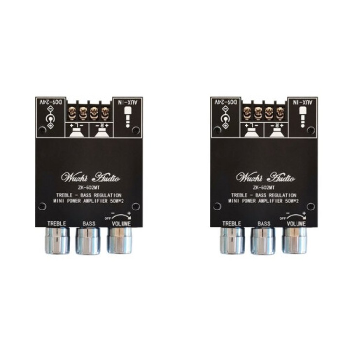 Audio erősítő 2.0, 2x50W, Bluetooth 5.0, hangerő- és frekvenciaszabályzó, fekete