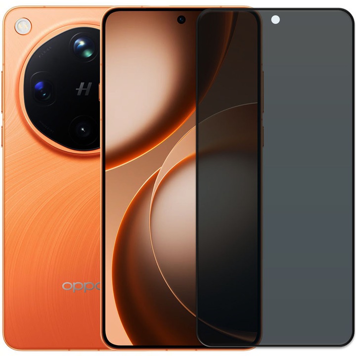 Folie din sticla securizata pentru Oppo Find X9 Ultra, HAMSTERBOX Privacy Shield, Protectie completa ecran, Full face, Aplicare rapida, Case Friendly, Negru