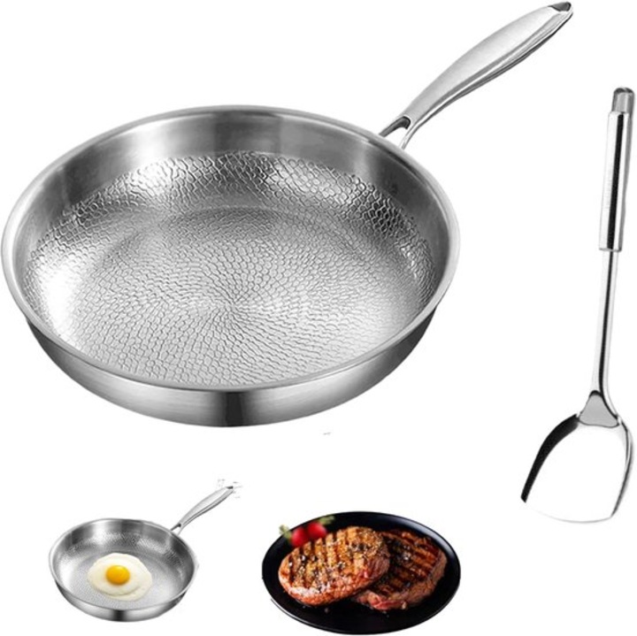 Kovácsolt titán serpenyő 26cm ezüst spatulával szett