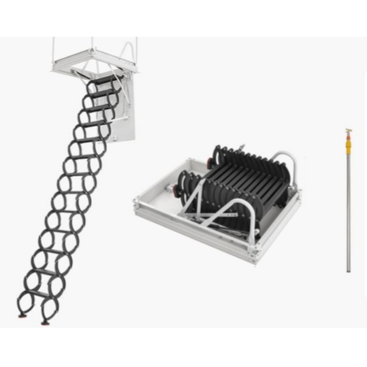 Scara pentru pod, mecanism rabatabil, manere ergonomice, otel inoxidabil, 660lbs, tip2