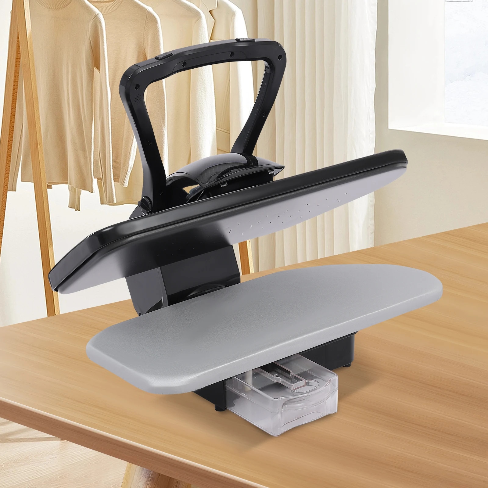 Presa de calcat cu abur, De masa, 2200 W, Suprafata de presare 66 cm, 220 V Fisa UE, Negru