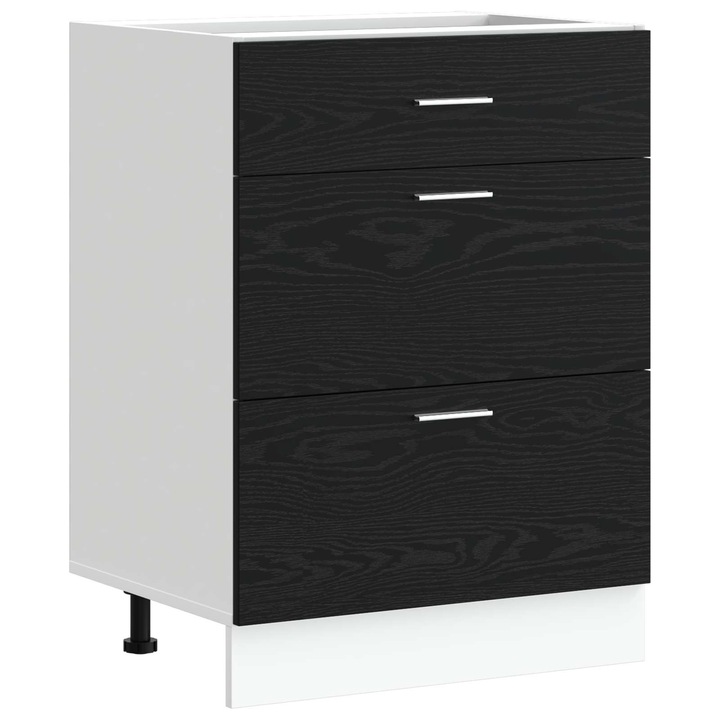 vidaXL Konyhai alsó szekrény Fekete tölgy 60 x 46 x 81, 5 cm Faanyag 876694