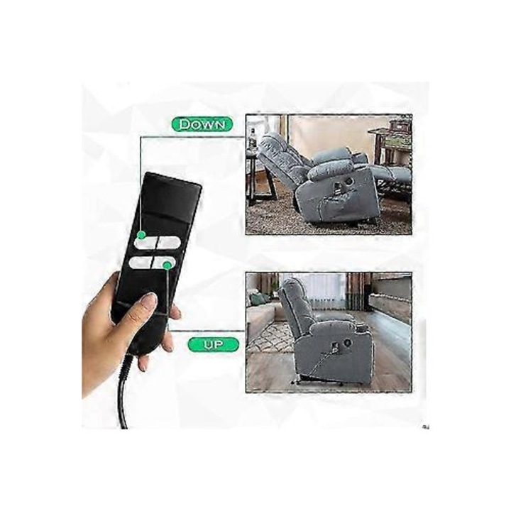 Telecomanda pentru fotoliu electric, 5 pini, 4 butoane, negru