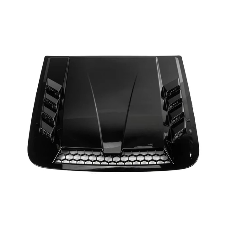 Ornament universal capota auto, Capac priza de aer falsa tip hood scoop, Plastic, Acoperire orificiu ventilatie capota, Negru