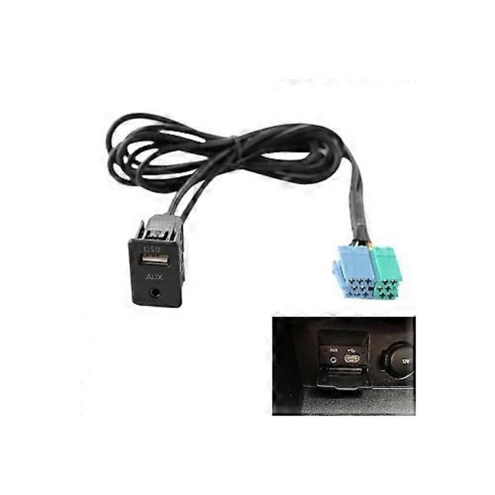 Adaptor USB AUX auto 3.5mm cablu 1.5m negru