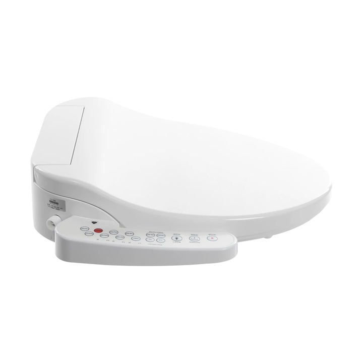 Capac de toaleta cu bideu inteligent, Scaun bideu electronic, 220V stecher UE, Sezut incalzit & apa calda, Uscator aer cald 250 W, Lumina de noapte LED, IPX4, Alb