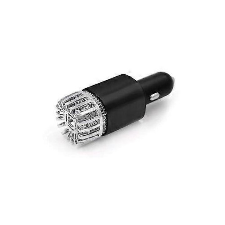 Autós légtisztító ionizátor dupla USB töltővel, fekete 3.5x3.5x10.5cm