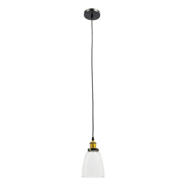 Lustra suspendata, Pendul E27, Abajur metal 14×24 cm, AC 90–260 V, Max 60 W, Fara bec, Alb