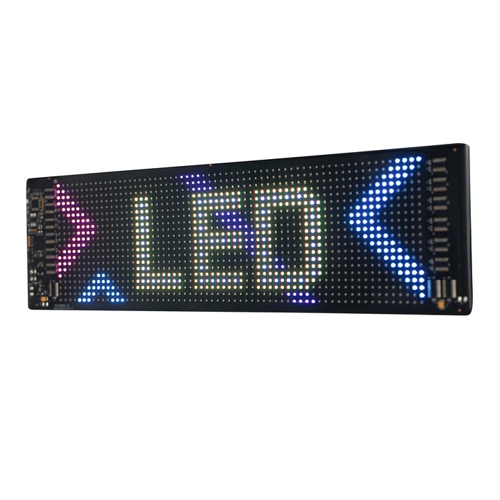 Гъвкав LED дисплей, Панел за показване, 1280 LED диода, Управление чрез приложение/дистанционно/превключвател, USB захранване, Гъвкава FPCB платка, Правоъгълен, Черен