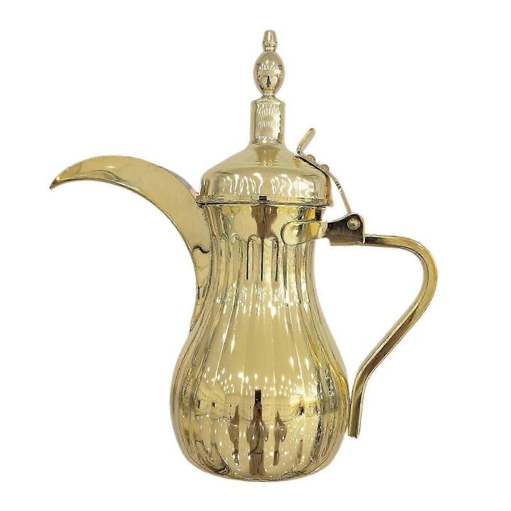 Ibric cafea, otel inoxidabil, design arabesc, auriu, 23x8cm