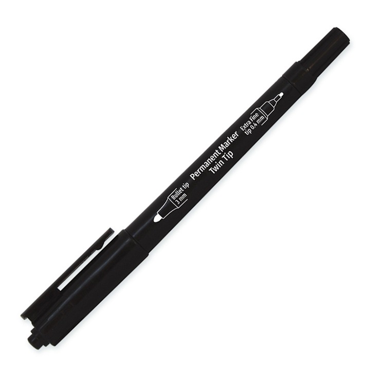Kétvégű permanens marker, Koh-i-Noor, fekete, 0.4mm/3mm