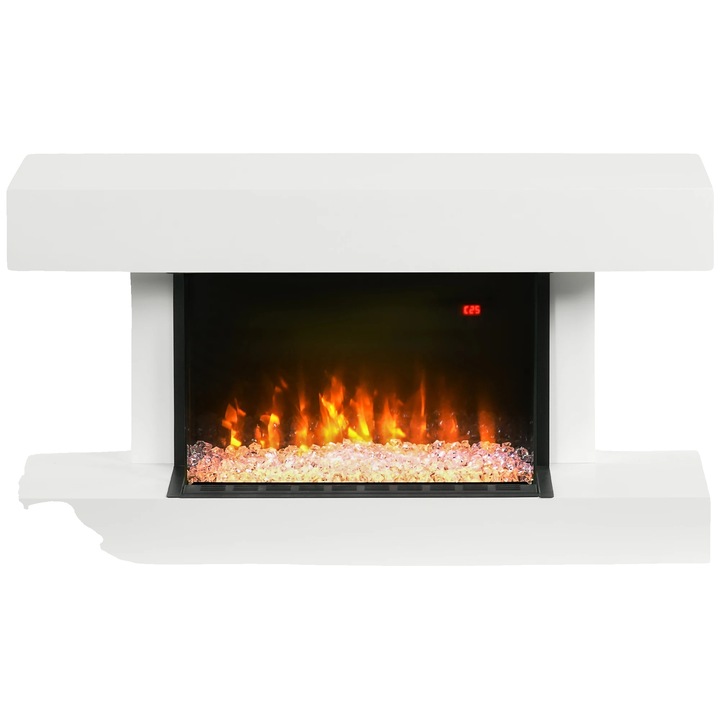 Semineu electric 98x27x54,5 cm, alb, reglabil, silentios