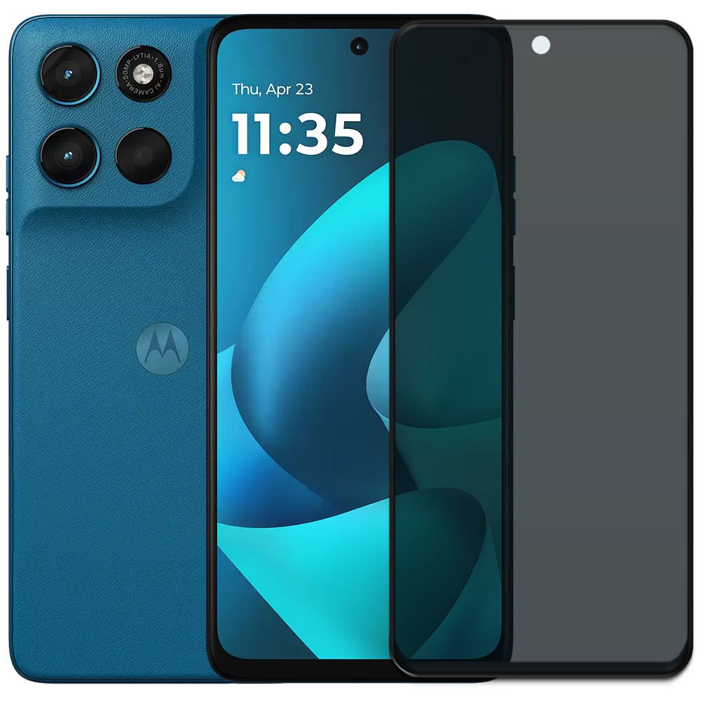 Folie din sticla securizata pentru Motorola Moto G57 Power, HAMSTERBOX Privacy Shield, Protectie completa ecran, Full face, Aplicare rapida, Case Friendly, Negru