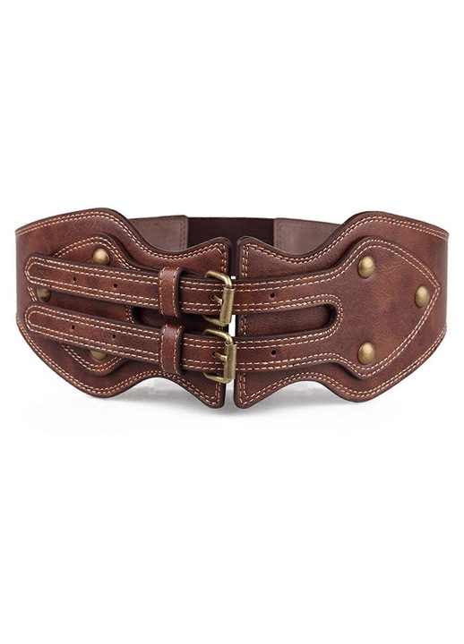 Curea dubla pentru talie, pentru Cowboy Cowgirl, cu catarama metalica, curea vintage Punk, curea lata Sexy Oversize pentru fete fierbinti, lant de talie 86CM