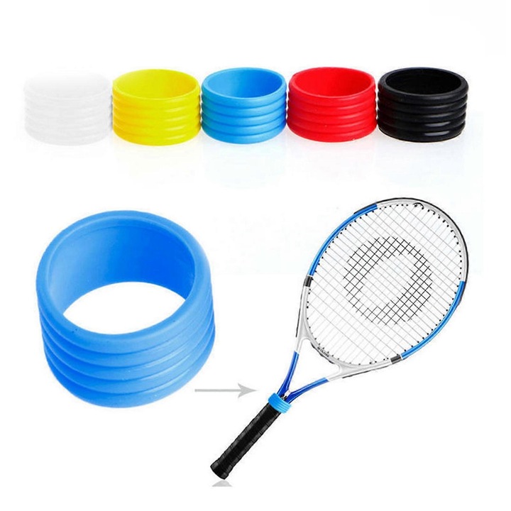 Set 10 inele siliconice prindere racheta tenis multicolor 2.5cm