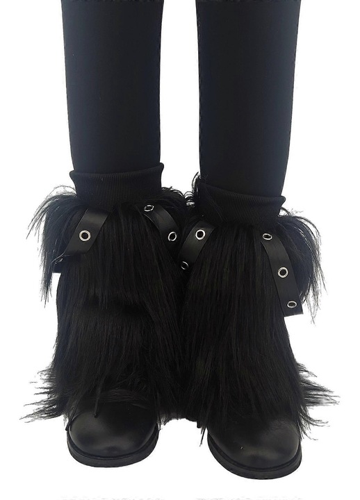 Sosete dama negre din plus, punk, 20x40cm, set 2 bucti
