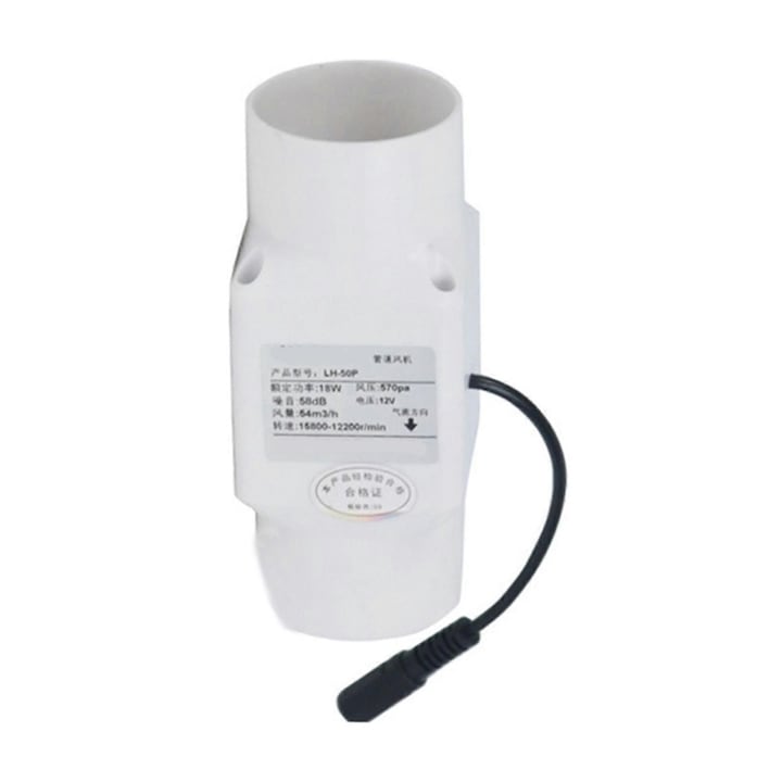 Ventilator tubulatura inline 12V, 6W/18W, alb, 5x10.7cm/5x13cm