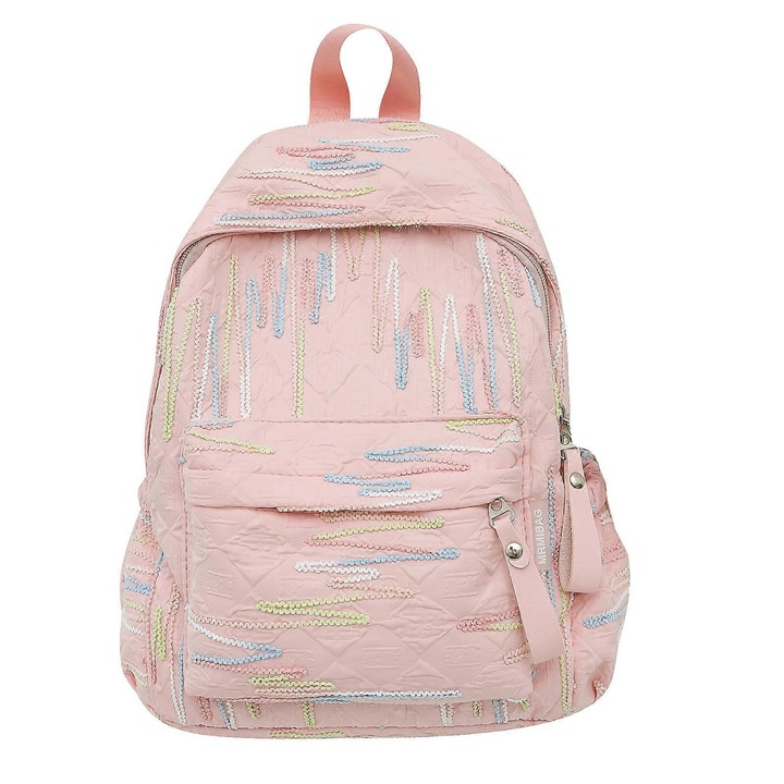 Rucsac scolar multicolor nylon 26x13x33cm pentru fete si femei