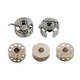 Set orsó és orsótok kiegészítők varrógépekhez, acél, különböző mennyiségek, ezüst, 21x9mm
