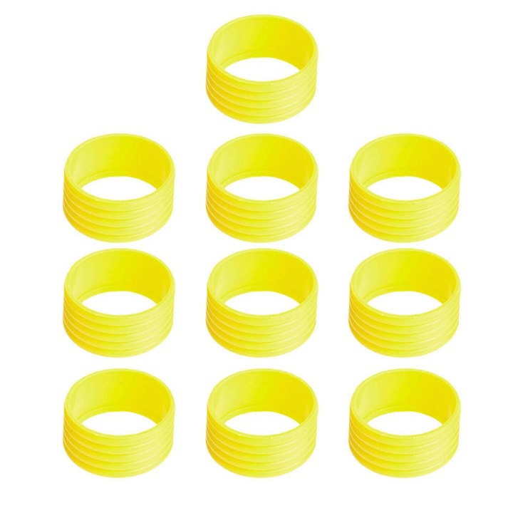 Set 10 inele siliconice pentru prindere racheta tenis multicolor 2.5cm