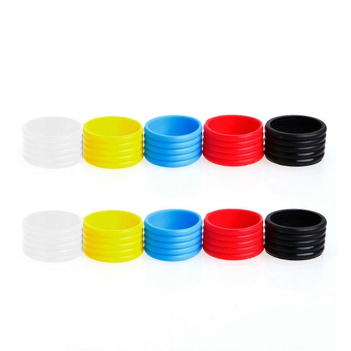 Set 10 inele siliconice prindere racheta tenis multicolor 2.5cm