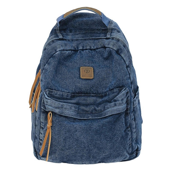 Rucsac denim, stil japonez, capacitate mare, albastru inchis, 43x32cm