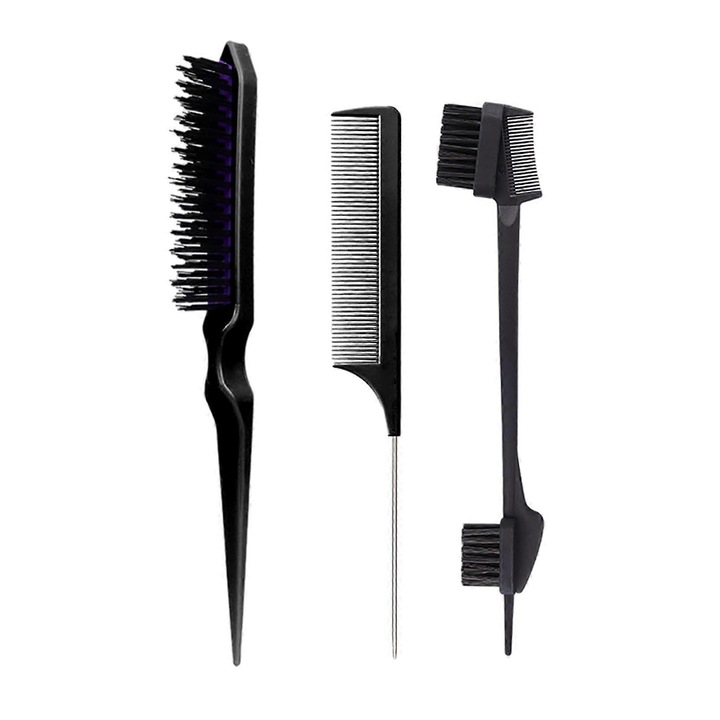 Set 3 unelte coafat par, negru, 15x3cm